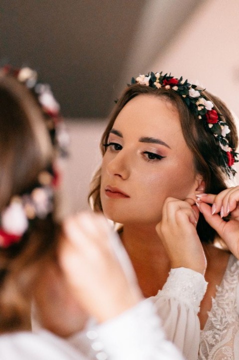Wianek na głowę, wianek ślubny z suszonych kwiatów i stabilizowanych roślin, ślubne ozdoby do włosów