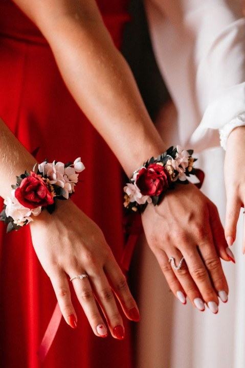 Korsarz na rękę, Korsarz dla Druhny z stabilizowanych kwiatów, ozdoby ślubne