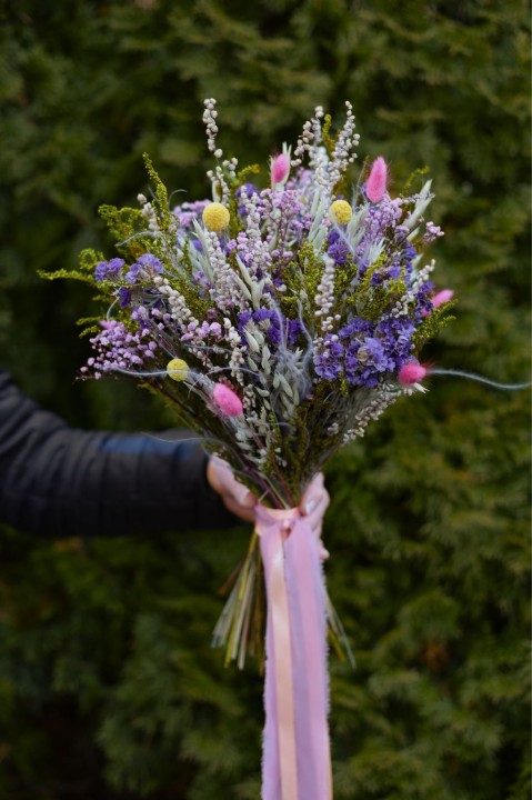 Rustykalny Bukiet Ślubny z suszonych kwiatów i stabilizowanych roślin FIORE