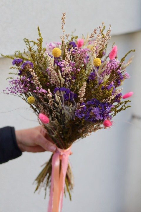 Rustykalny Bukiet Ślubny z suszonych kwiatów i stabilizowanych roślin FIORE