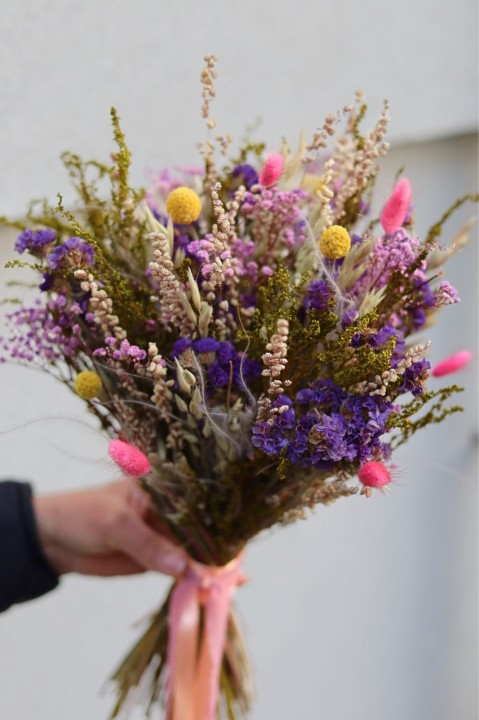 Rustykalny Bukiet Ślubny z suszonych kwiatów i stabilizowanych roślin FIORE