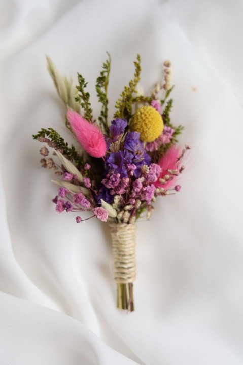 Butonierka dla Pana Młodego, Butonierka Ślubna z suszonych kwiatów FIORE