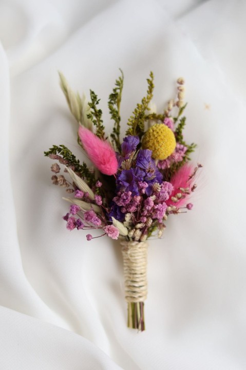 Butonierka dla Pana Młodego, Butonierka Ślubna z suszonych kwiatów FIORE