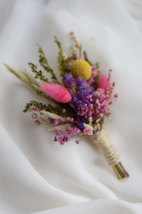 Butonierka dla Pana Młodego, Butonierka Ślubna z suszonych kwiatów FIORE