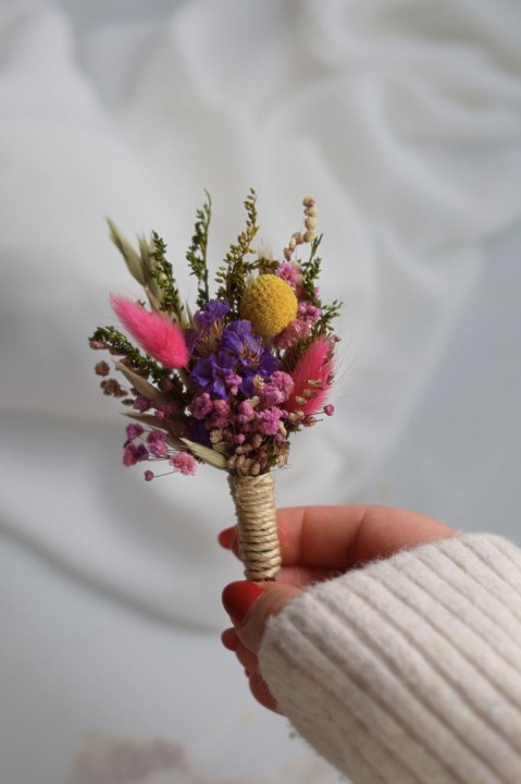 Butonierka dla Pana Młodego, Butonierka Ślubna z suszonych kwiatów FIORE