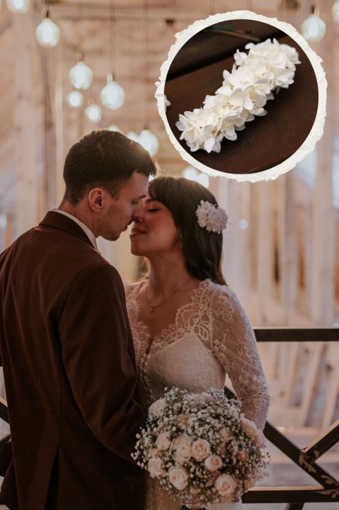 Ozdoba do włosów Ślubna - kwiatowa spinka, stabilizowana hortensja , grzebyk ślubny