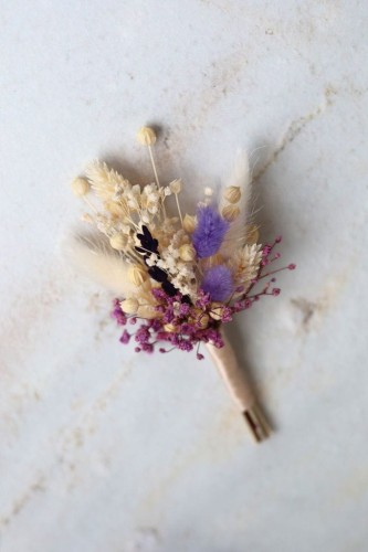 Butonierka dla Pana Młodego, Butonierka Ślubna z suszonych kwiatów LAVENDER