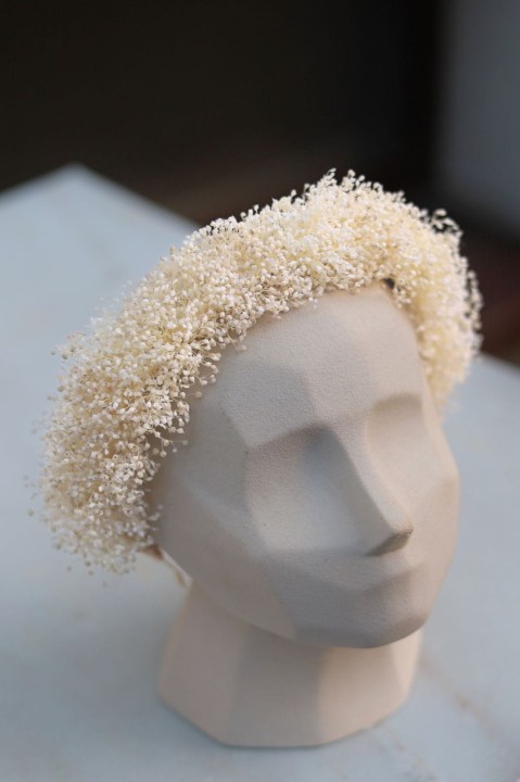 Wianek na głowę z białej Gipsówki, Opaska Ślubna LILY