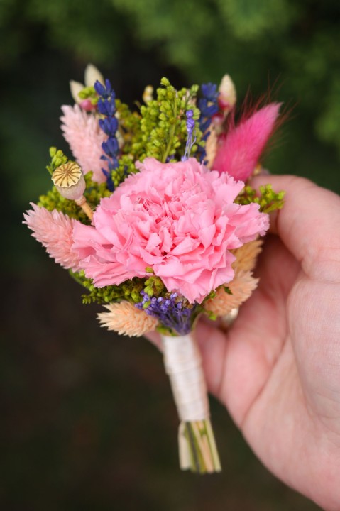 Butonierka Ślubna, butonierka dla Pana Młodego z wiecznym goździkiem ZOJA