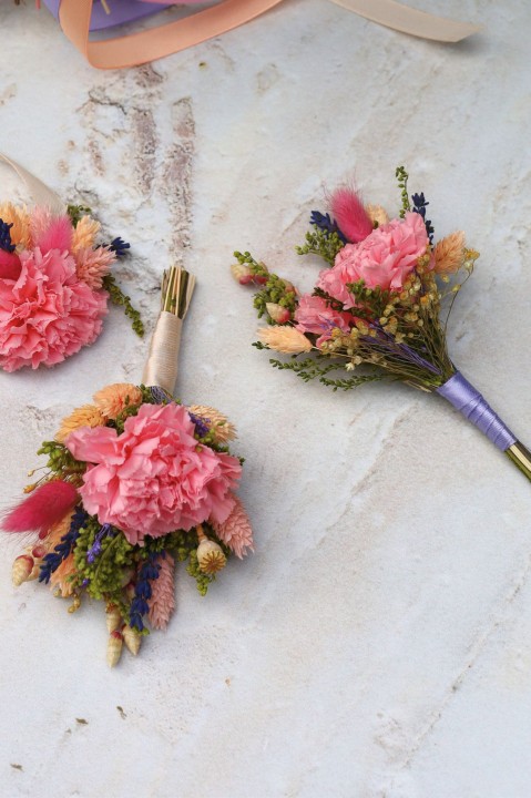 Butonierka Ślubna, butonierka dla Pana Młodego z wiecznym goździkiem ZOJA