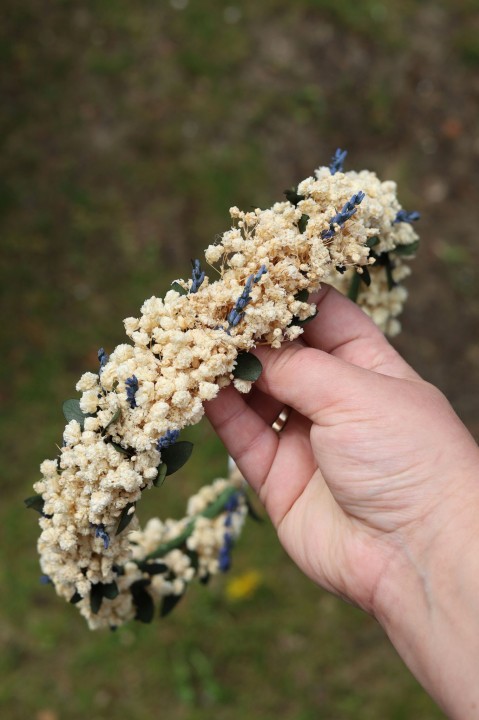 Wianek ślubny z gipsówką, lawendą i eukaliptusem LAVENDER