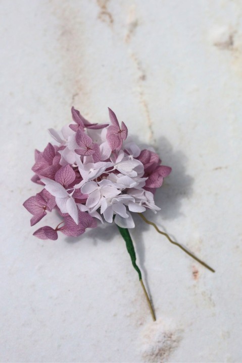 Wsuwki Kokówki Ślubne - Stabilizowana Hortensja Biel & Lawenda