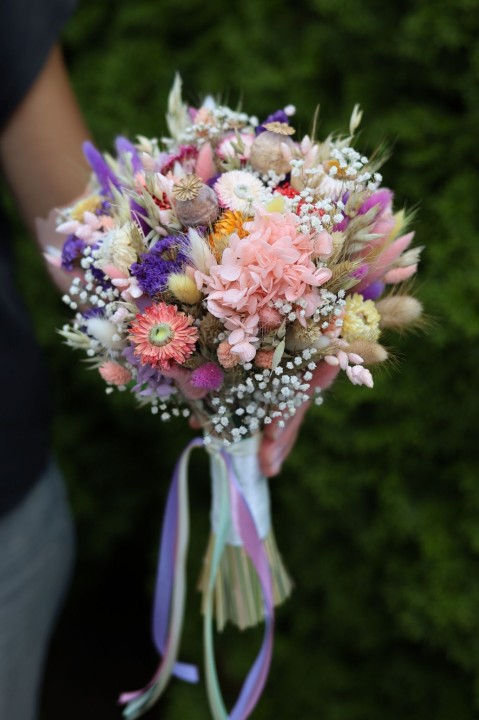 Wieczny Bukiet ślubny z suszonych kwiatów, Polny bukiet ślubny JAGNA