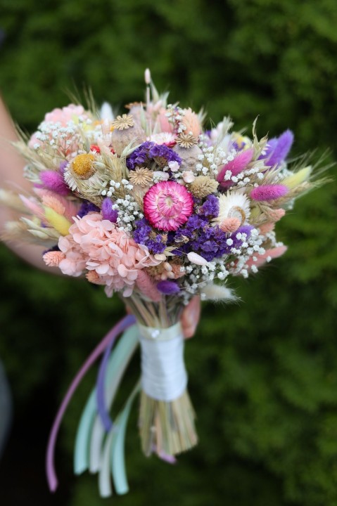 Wieczny Bukiet ślubny z suszonych kwiatów, Polny bukiet ślubny JAGNA