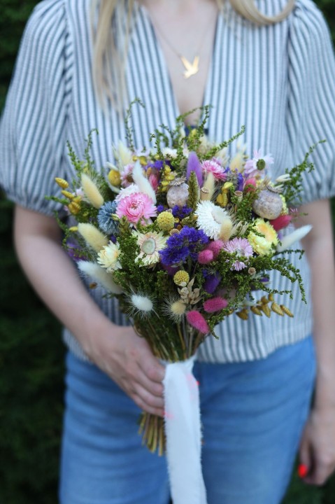 Polny Bukiet Ślubny z suszonych kwiatów, wieczny bukiet POLANKA