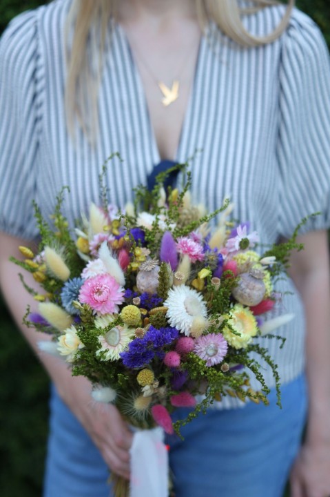 Polny Bukiet Ślubny z suszonych kwiatów, wieczny bukiet POLANKA