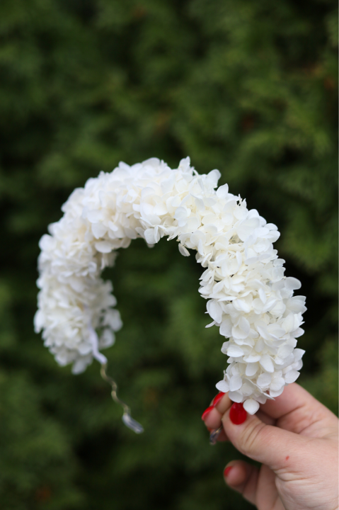 Wianek Ślubny, Opaska na Głowę Biała Hortensja BIANCA