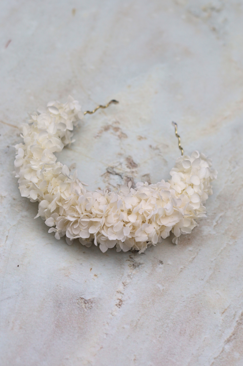 Wianek Ślubny, Opaska na Głowę Biała Hortensja BIANCA