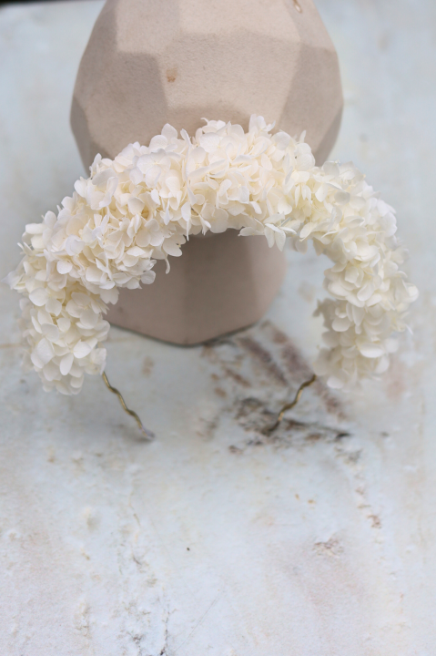 Wianek Ślubny, Opaska na Głowę Biała Hortensja BIANCA