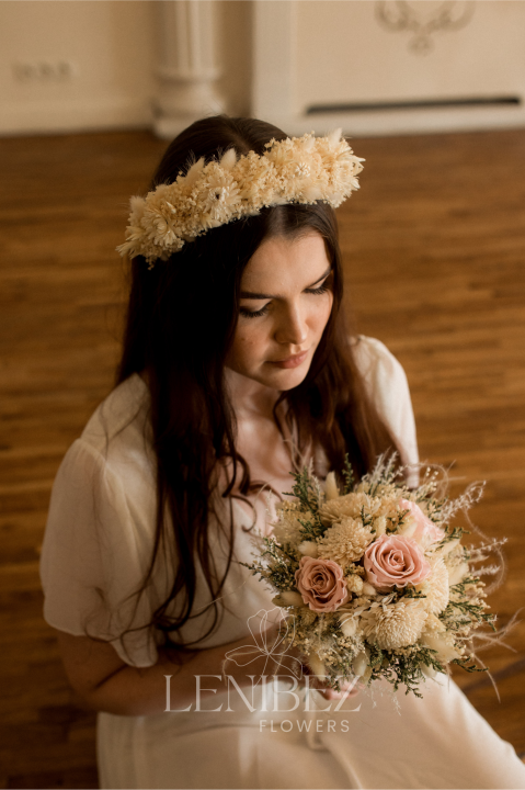 Wianek ślubny, wianek z suszonych kwiatów, wianek na głowę, ślubne ozdoby do włosów