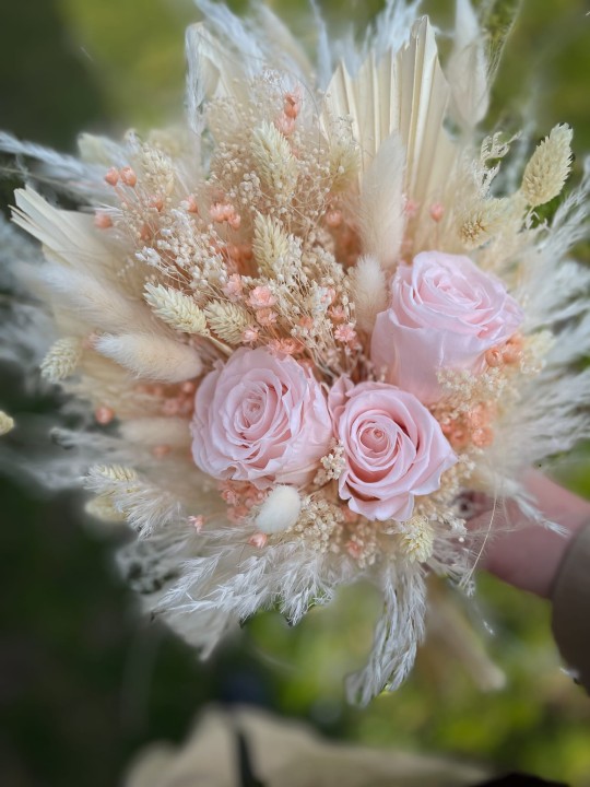 Bukiet ślubny , bukiet Panny Młodej, bukiet ślubny boho , wieczny bukiet ślubny , wieczne róże