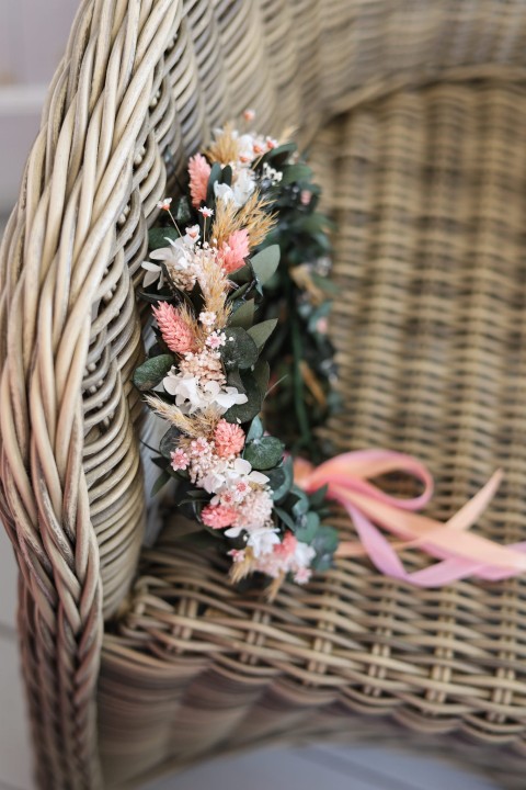 Wianek ślubny z suszonych kwiatów , wianek na głowę