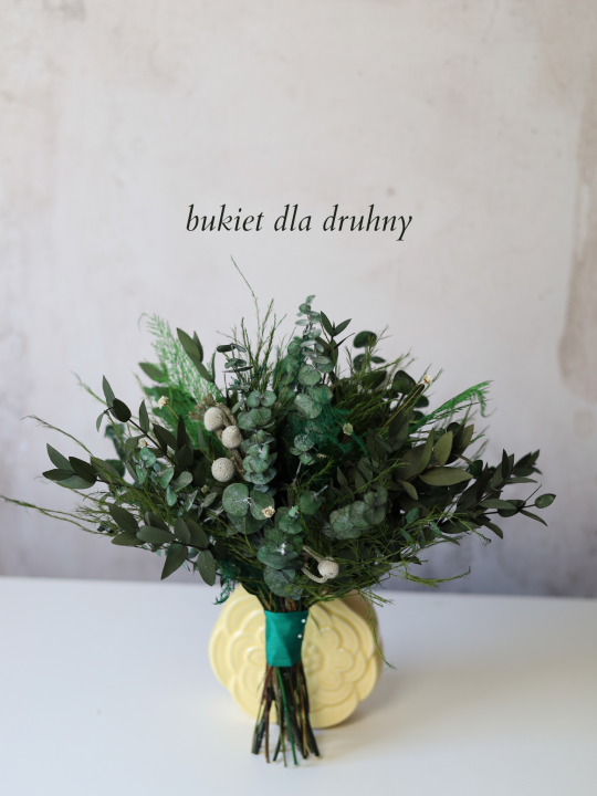 Bukiet Ślubny Eukaliptus ze stabilizowanych roślin EUKALIPTUS & PAPROĆ