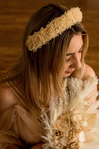 Wianek ślubny, wianek z suszonych kwiatów, wianek na głowę, ślubne ozdoby do włosów