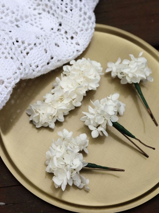 Ozdoba do włosów Ślubna - kwiatowa spinka, stabilizowana hortensja , grzebyk ślubny