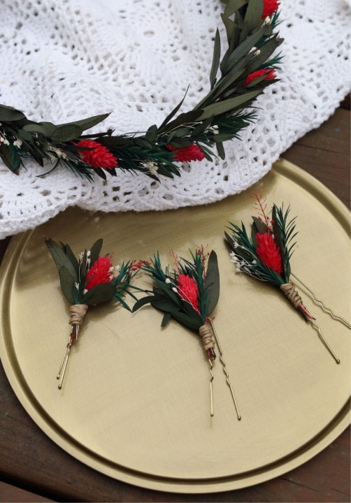 Kokówki ślubne , wsuwki do włosów z suszonymi i stabilizowanymi kwiatami