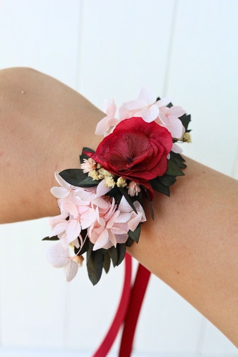 Korsarz na rękę, Korsarz dla Druhny z stabilizowanych kwiatów, ozdoby ślubne