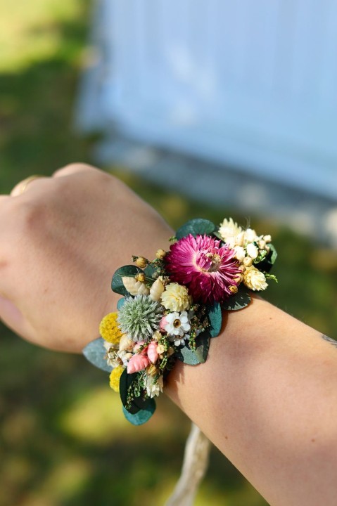 RUSTYKALNY Korsarz na rękę, Korsarz dla Druhny z suszonych kwiatów, dodatki dla druhny