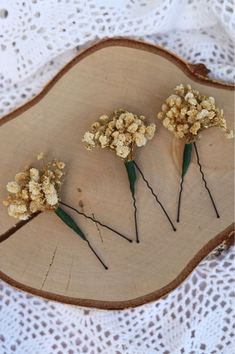 Wsuwki Kokówki Ślubne - Stabilizowana Gipsówka Natura, ozdoby do włosów ślub