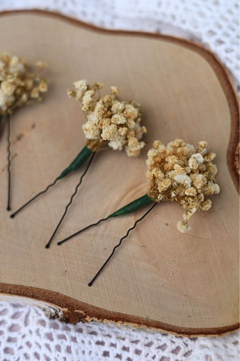 Wsuwki Kokówki Ślubne - Stabilizowana Gipsówka Natura, ozdoby do włosów ślub
