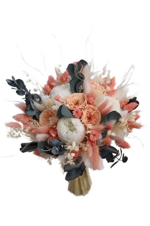 Bukiet Ślubny Piwonie & Wieczne Róże, bukiet dla Panny Młodej, wieczny bukiet ślubny, bukiet z suszonych kwiatów